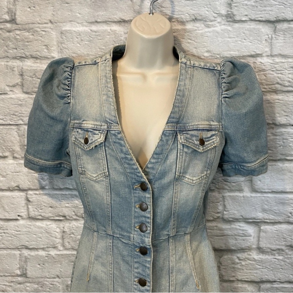 NWT Retrofete Annie Dress Light Blue Denim Distressed Sz S MSRP $495 - Picture 7 of 10